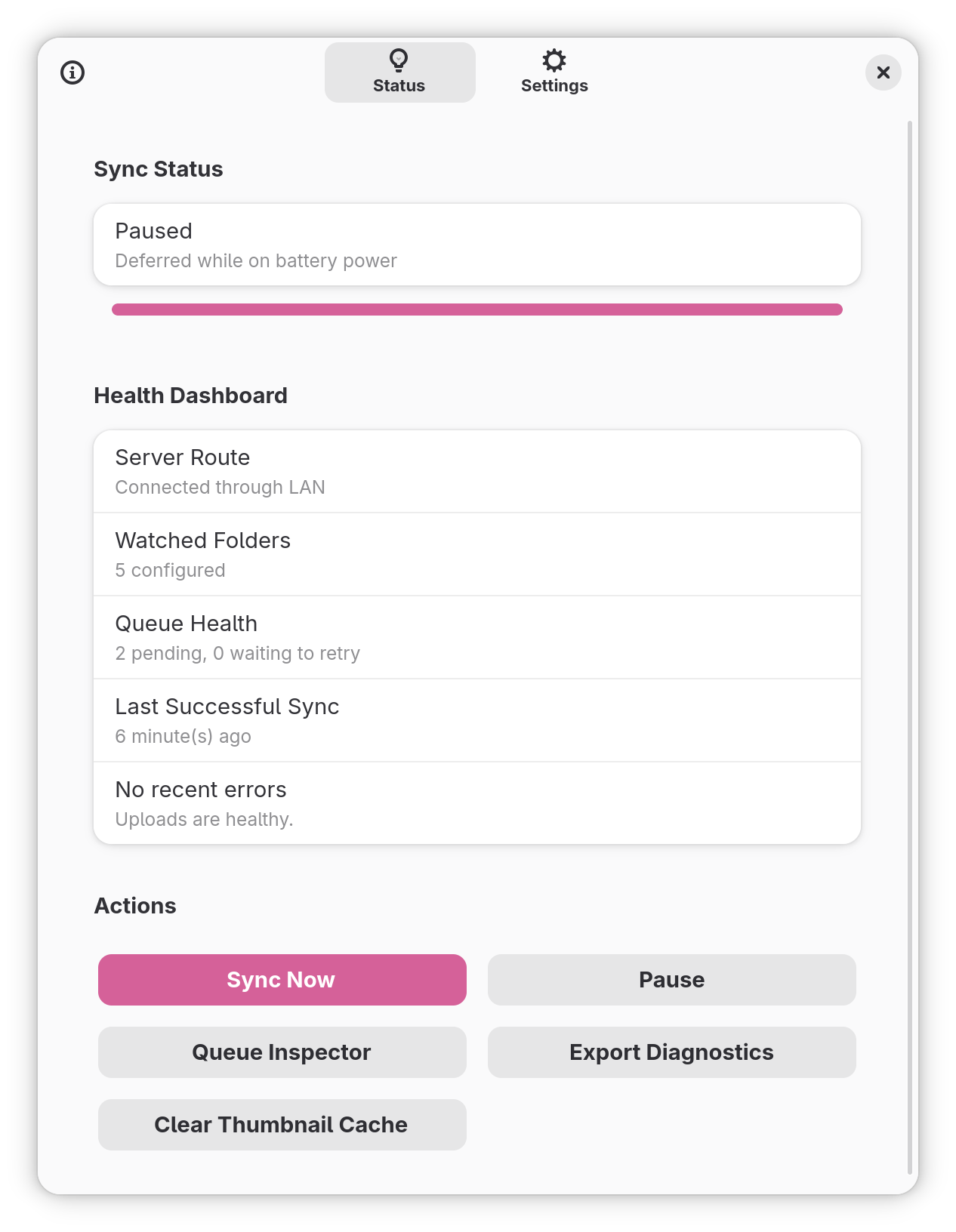 Status and Health Dashboard
